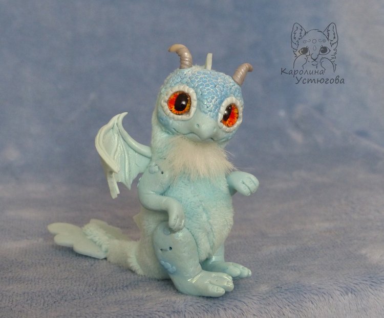 Голубой дракон — Игрушки в смешанной технике (мех и глина): Арт (фото 9)