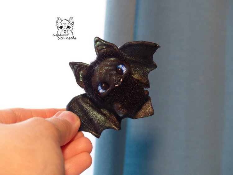 Сапфировая летучая мышка — Игрушки в смешанной технике (мех и глина): Арт (фото 6)