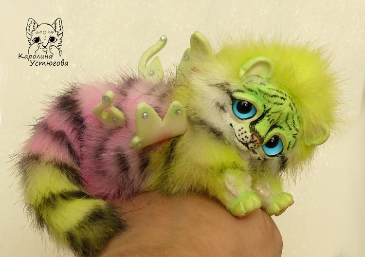 Ахисмио Тигровый — Игрушки в смешанной технике (мех и глина): Арт