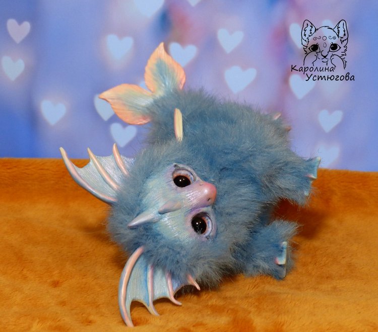 Дракончик Билатрис — Игрушки в смешанной технике (мех и глина): Арт (фото 9)