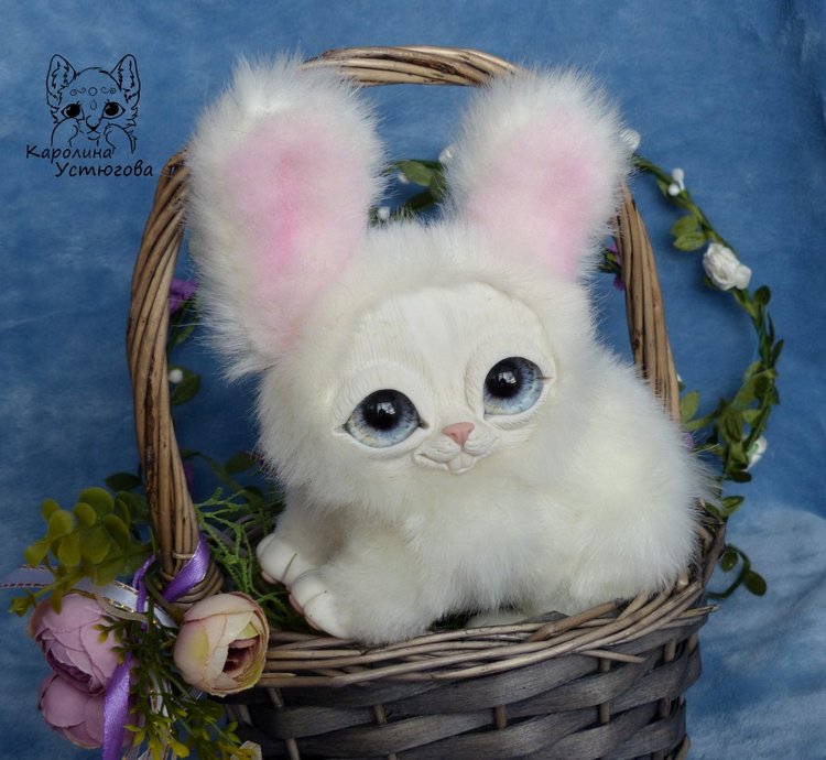 Зайчик. Просто зайчик — Игрушки в смешанной технике (мех и глина): Арт (фото 5)
