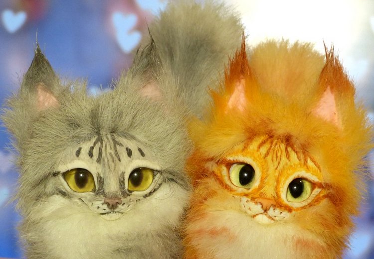 Котята Мейн-Куна — Игрушки в смешанной технике (мех и глина): Арт