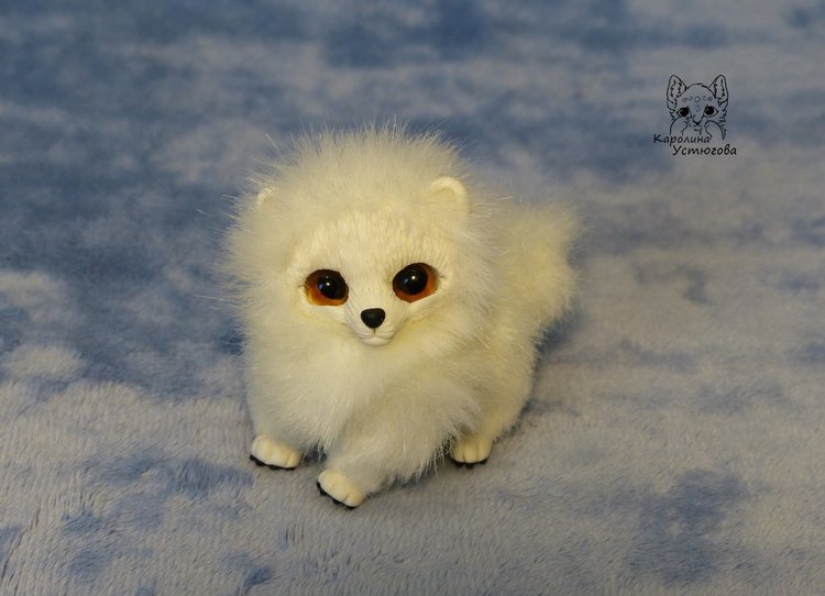 Миниатюрный Щенок Шпица — Игрушки в смешанной технике (мех и глина): Арт (фото 10)