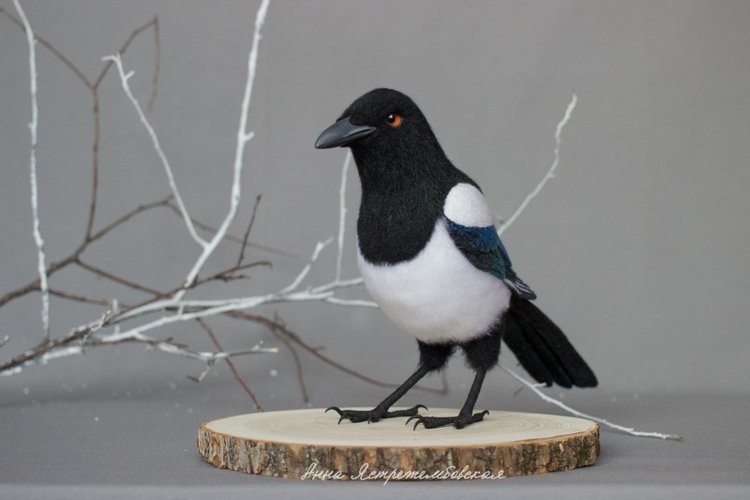 Сорока-белобока — Валяные игрушки из шерсти: сухое валяние