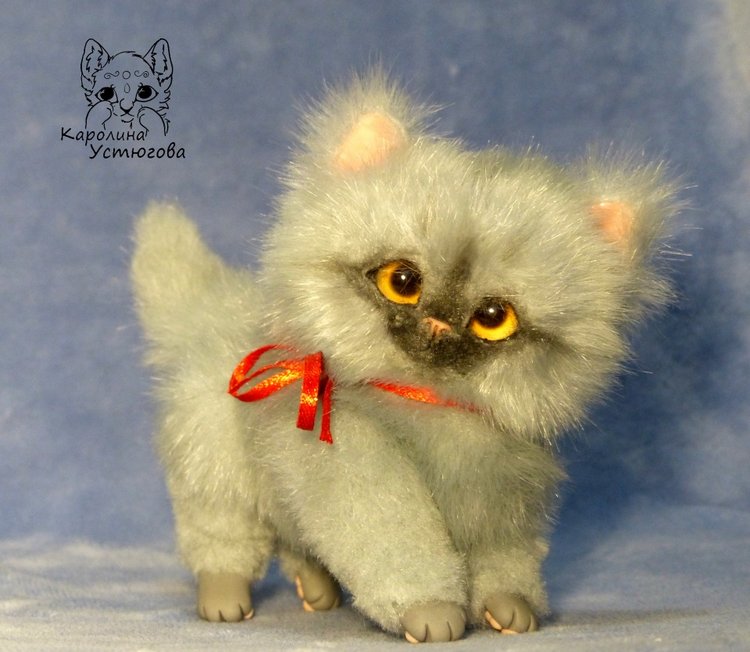 Котенок Дымок — Игрушки в смешанной технике (мех и глина): Арт (фото 9)