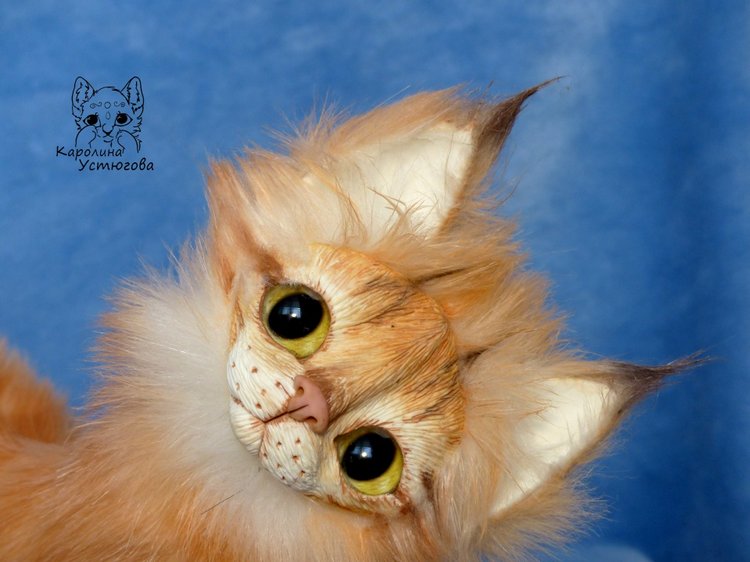 Котенок Мейн-куна — Игрушки в смешанной технике (мех и глина): Арт (фото 6)