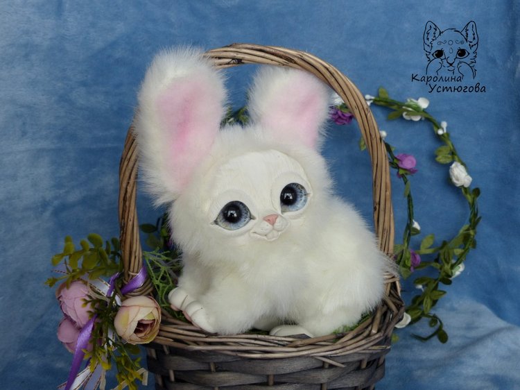 Зайчик. Просто зайчик — Игрушки в смешанной технике (мех и глина): Арт (фото 3)