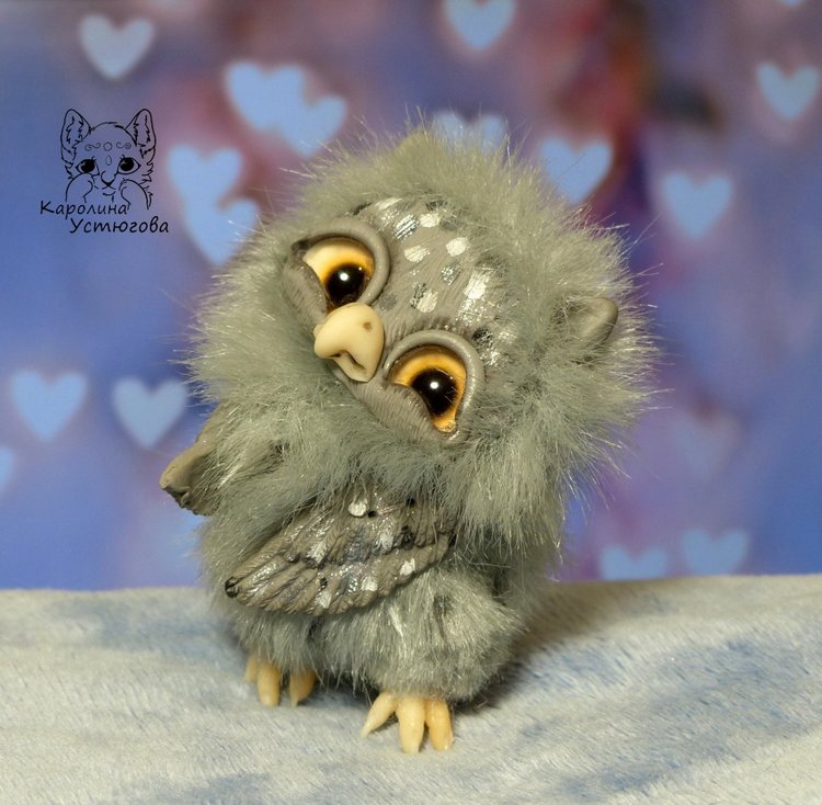 Счастливые совята — Игрушки в смешанной технике (мех и глина): Арт (фото 9)