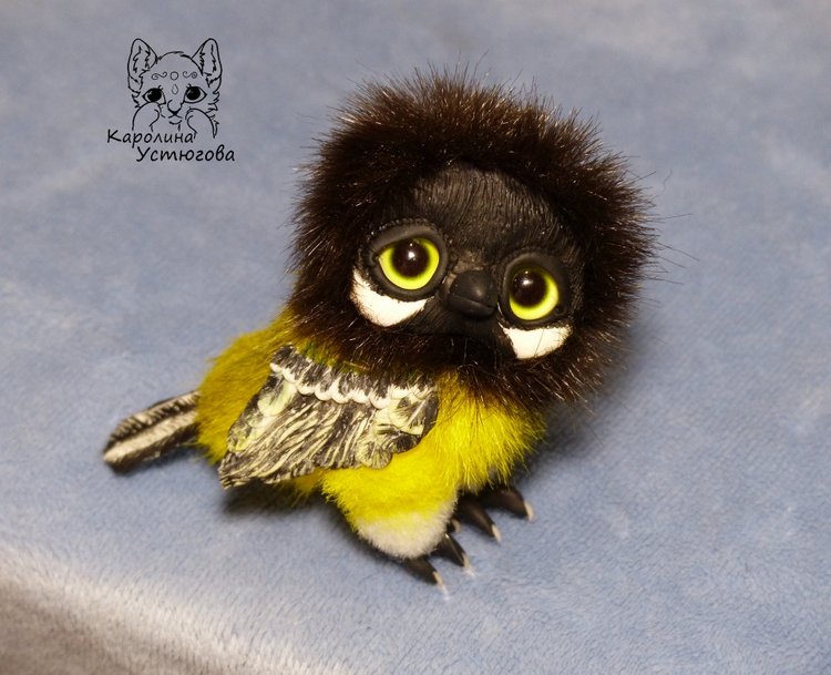 Синички — Игрушки в смешанной технике (мех и глина): Арт (фото 10)