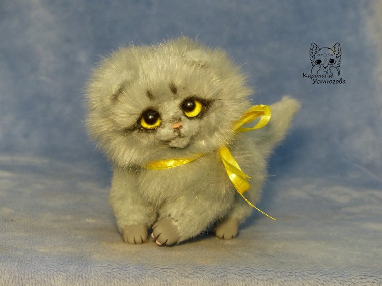 Котенок вислоухий — Игрушки в смешанной технике (мех и глина): Арт (фото 2)