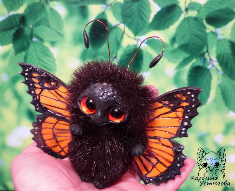 Бабочка — Игрушки в смешанной технике (мех и глина): Арт (фото 7)