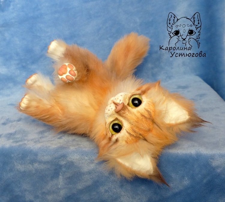 Котенок Мейн-куна — Игрушки в смешанной технике (мех и глина): Арт (фото 9)