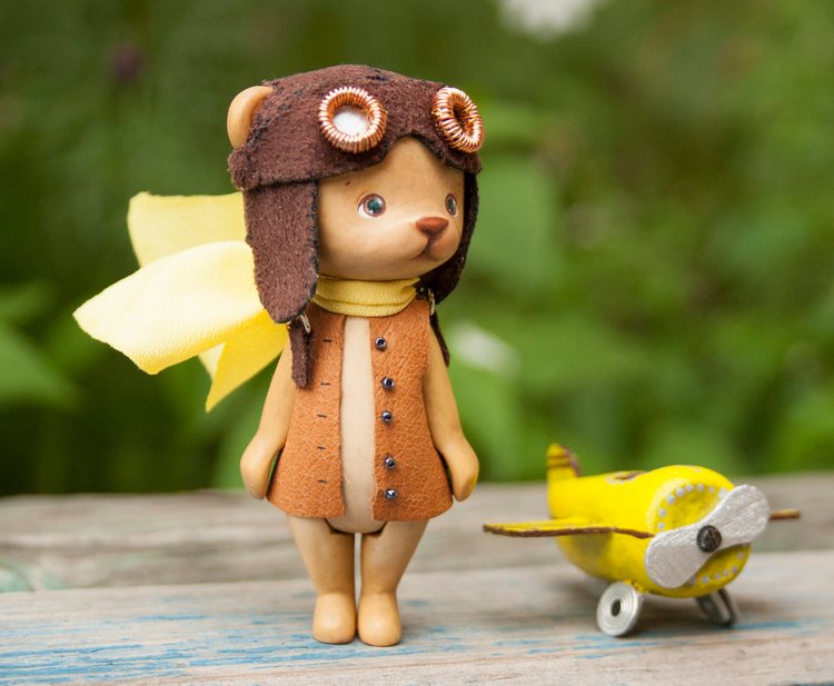 Деревянный мишка авиатор — Авторские игрушки из дерева: резьба (фото 8)