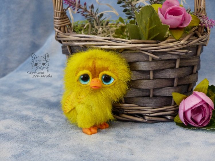 Утята, ждут весны — Игрушки в смешанной технике (мех и глина): Арт