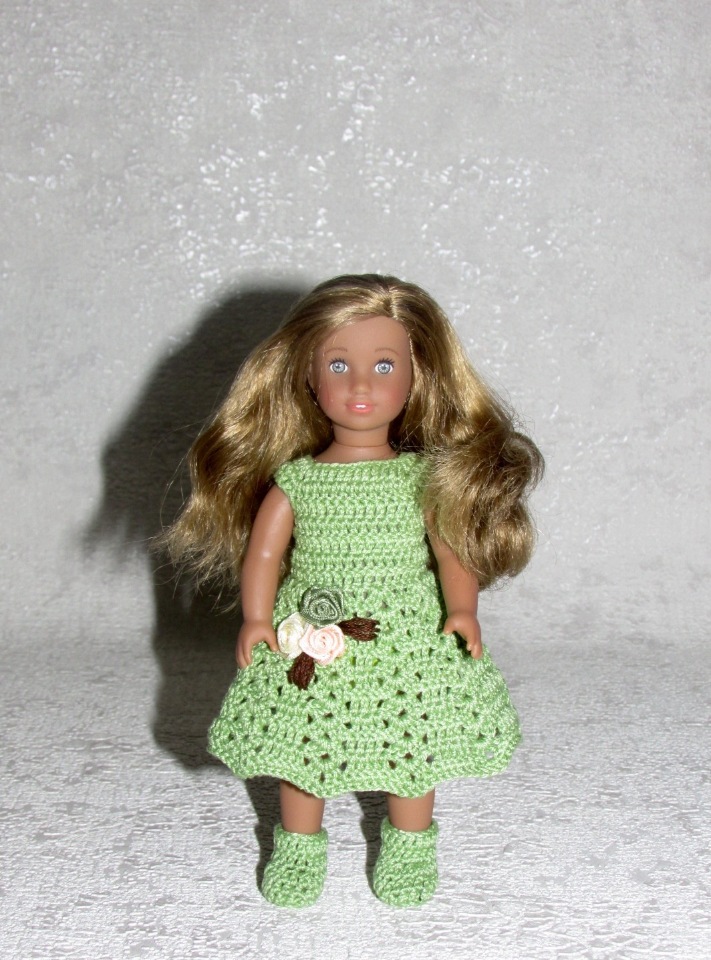 Авторское вязаное платье для кукол American Girl mini 16 см "Лето" (фото 6)