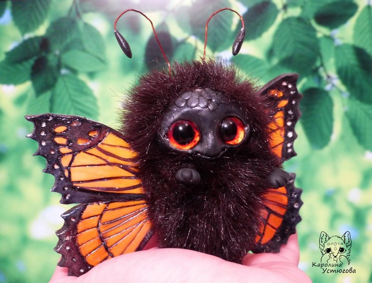 Бабочка — Игрушки в смешанной технике (мех и глина): Арт (фото 4)