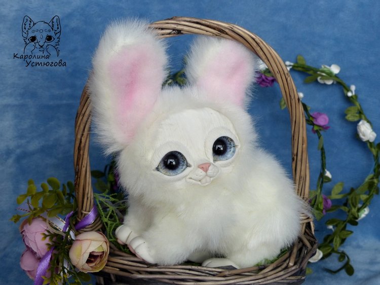 Зайчик. Просто зайчик — Игрушки в смешанной технике (мех и глина): Арт (фото 2)