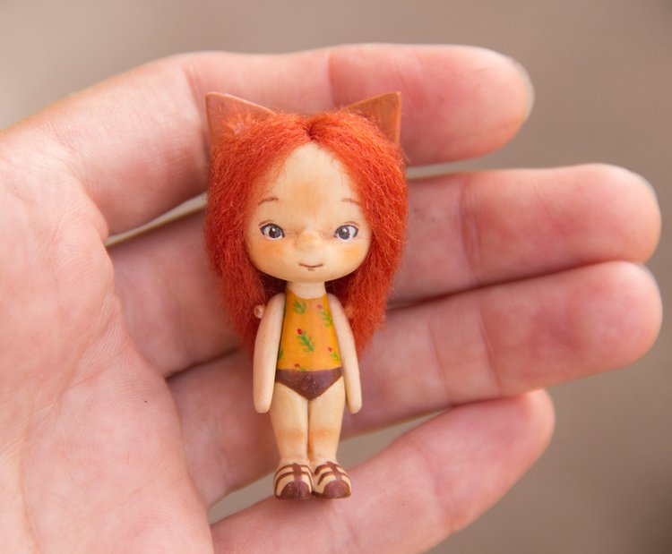 Деревянные малыши, девочка лисичка, сестрички земляничка с клубничкой (фото 3)