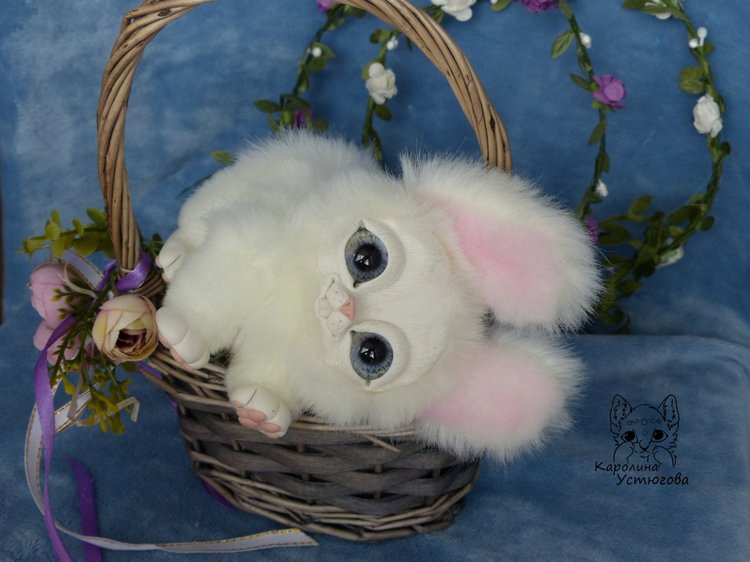 Зайчик. Просто зайчик — Игрушки в смешанной технике (мех и глина): Арт