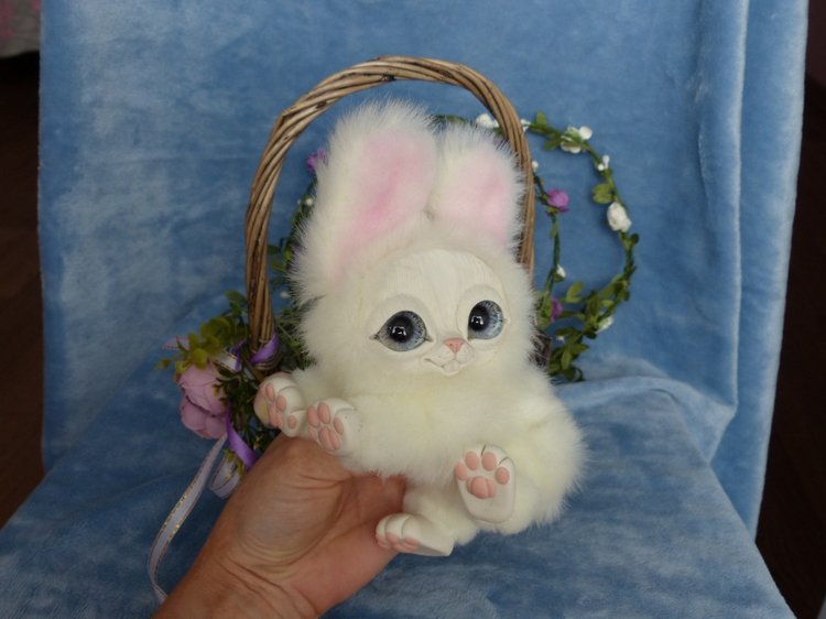 Зайчик. Просто зайчик — Игрушки в смешанной технике (мех и глина): Арт