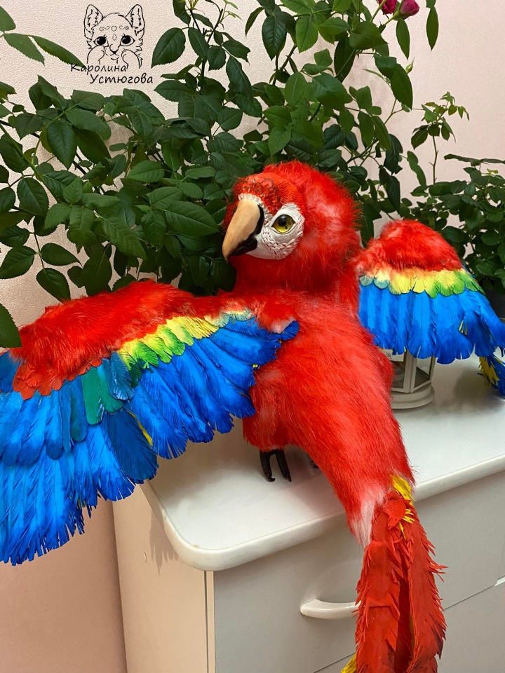 Попугай Ара — Игрушки в смешанной технике (мех и глина): Арт