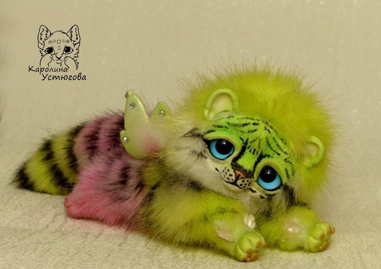 Ахисмио Тигровый — Игрушки в смешанной технике (мех и глина): Арт