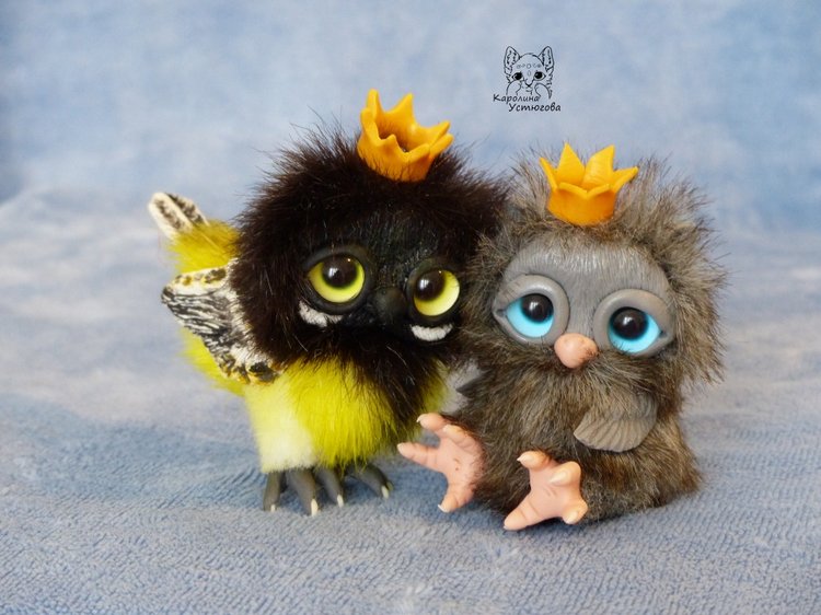 Призы к конкурсу. Птички — Игрушки в смешанной технике (мех и глина): Арт (фото 6)