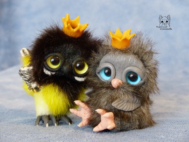 Призы к конкурсу. Птички — Игрушки в смешанной технике (мех и глина): Арт (фото 7)