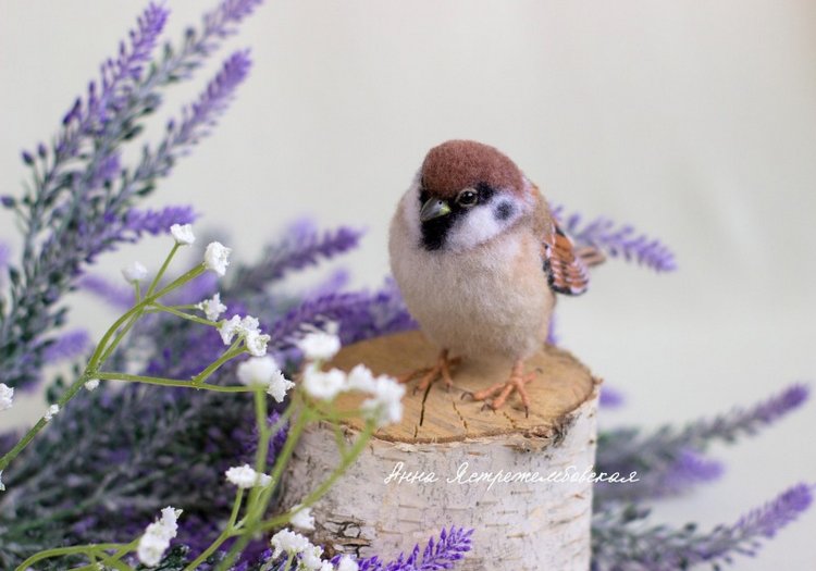 Воробушки — Валяные игрушки из шерсти: сухое валяние (фото 6)