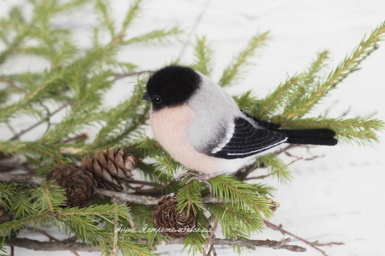 Снегири — Валяные игрушки из шерсти: сухое валяние (фото 9)