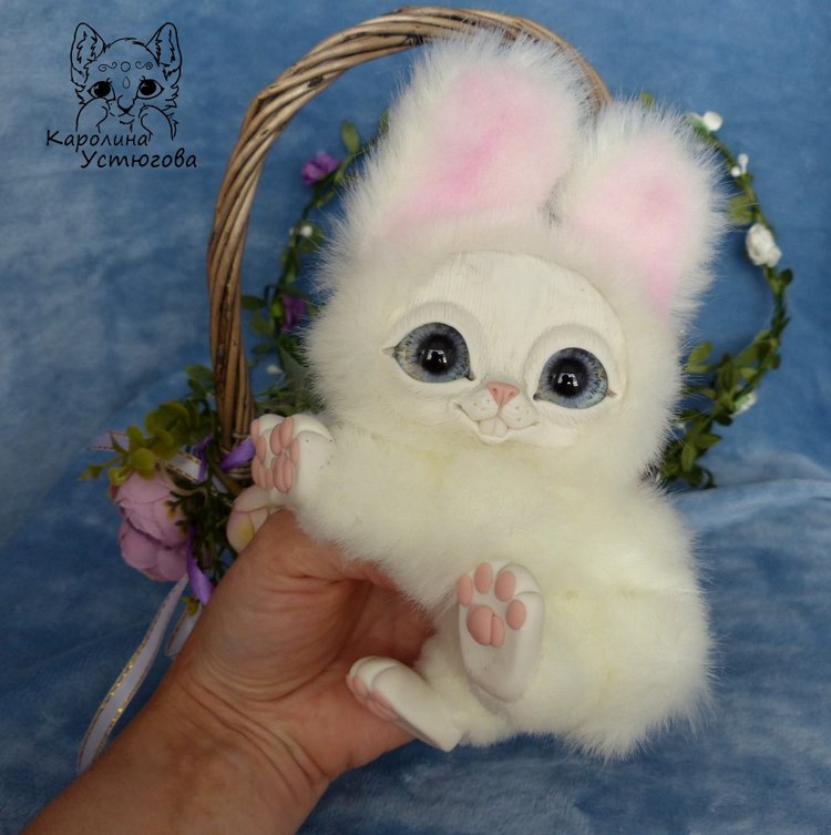 Зайчик. Просто зайчик — Игрушки в смешанной технике (мех и глина): Арт