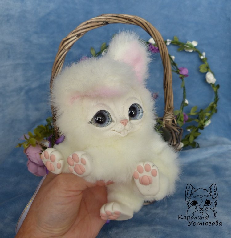 Зайчик. Просто зайчик — Игрушки в смешанной технике (мех и глина): Арт