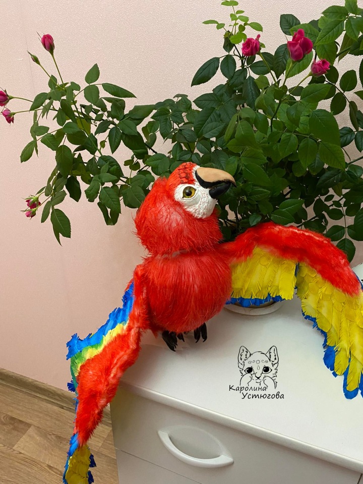 Попугай Ара — Игрушки в смешанной технике (мех и глина): Арт