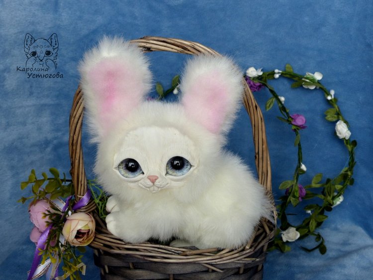 Зайчик. Просто зайчик — Игрушки в смешанной технике (мех и глина): Арт (фото 4)