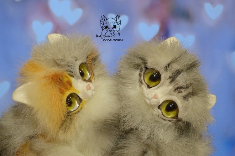 Котята породы: Керл — Игрушки в смешанной технике (мех и глина): Арт