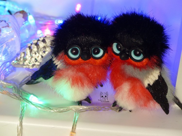 Снегири — Игрушки в смешанной технике (мех и глина): Арт (фото 3)