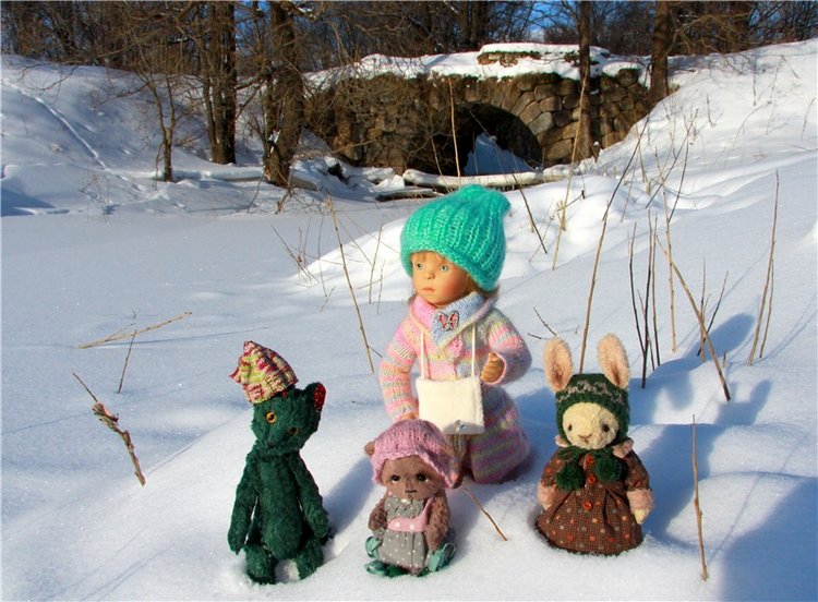 Зимняя прогулка Сони. Уникальная кукла от Сильвии Наттерер