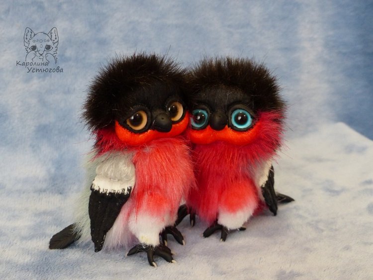 Снегири — Игрушки в смешанной технике (мех и глина): Арт (фото 3)