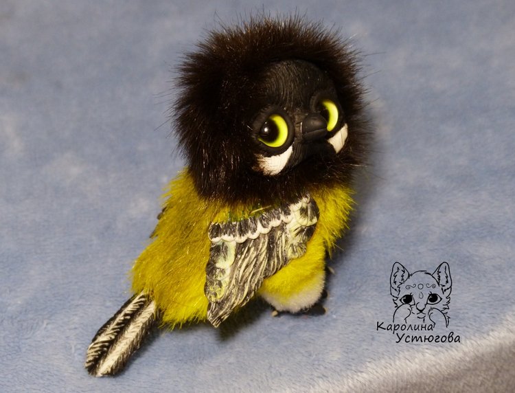 Синички — Игрушки в смешанной технике (мех и глина): Арт