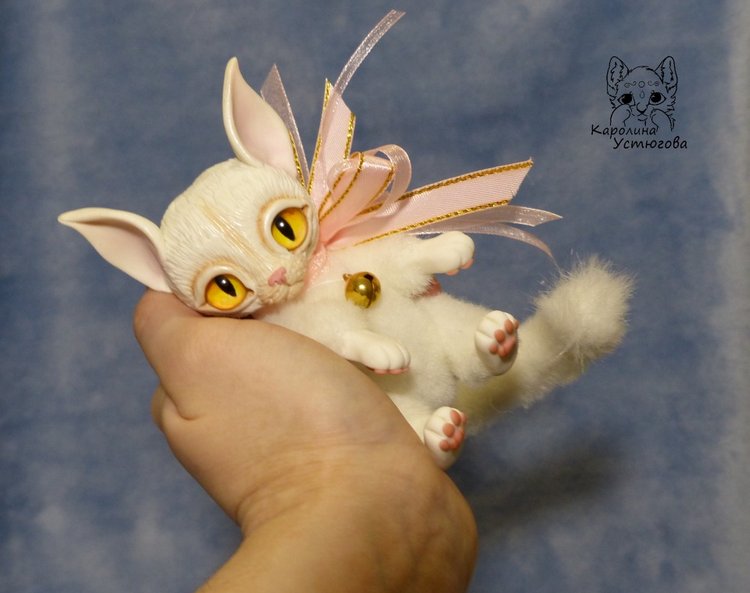 Кошечка Эльф - Муна — Игрушки в смешанной технике (мех и глина): Арт (фото 7)