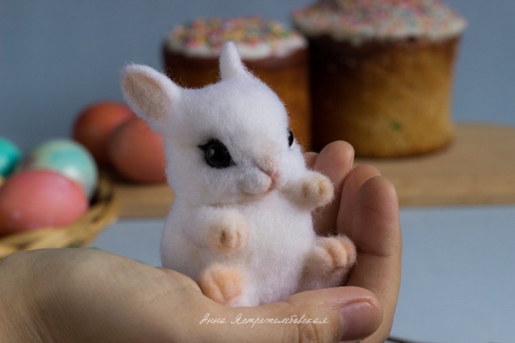 Пасхальный зайка — Валяные игрушки из шерсти: сухое валяние (фото 7)
