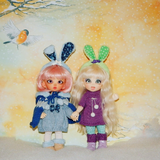 Наши зимние зарисовки, часть 2. Малышки-зайчишки