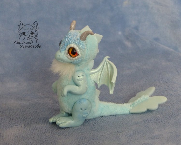 Голубой дракон — Игрушки в смешанной технике (мех и глина): Арт (фото 2)