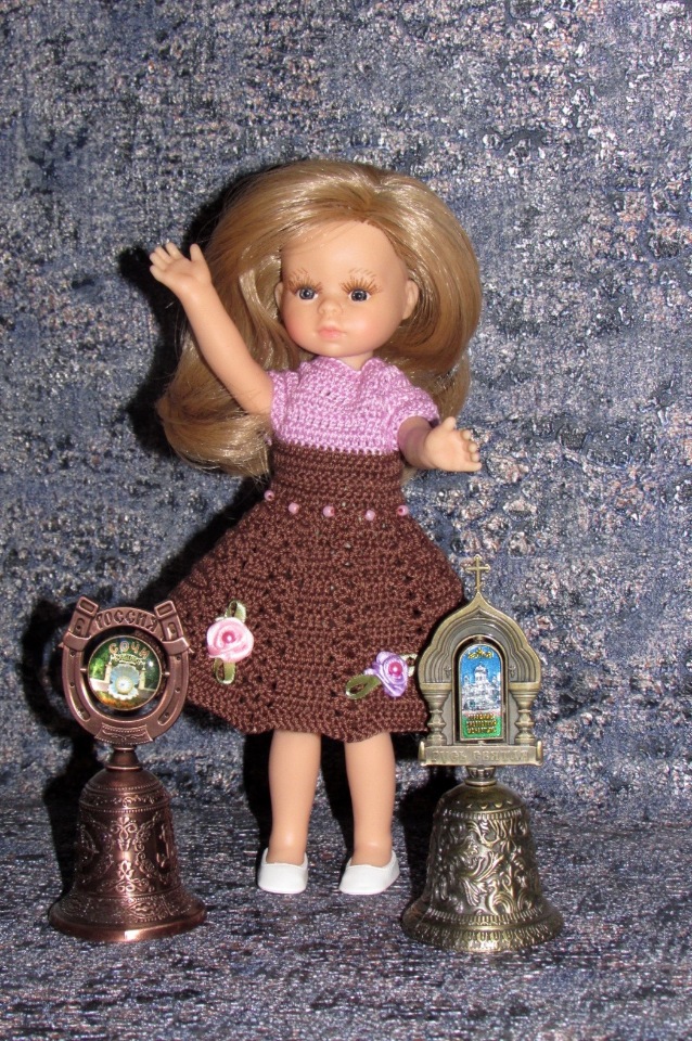 Вязаное платье на кукол Паола Рейна мини - 21 см (Paola Reina mini - 21 cm) (фото 9)