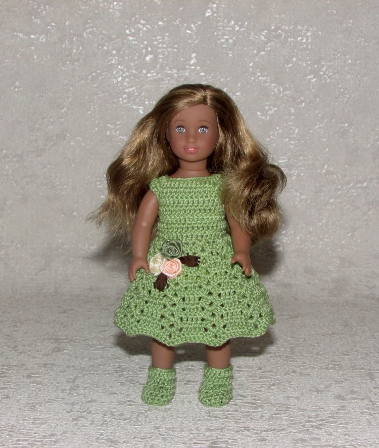 Авторское вязаное платье для кукол American Girl mini 16 см "Лето" (фото 5)