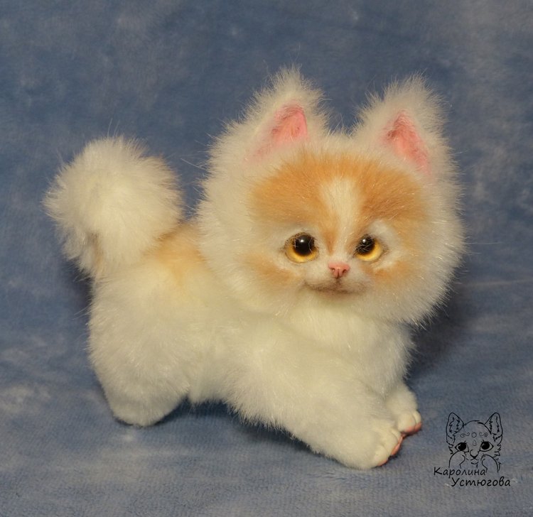 Щеночек Джейн. Хаски — Игрушки в смешанной технике (мех и глина): Арт