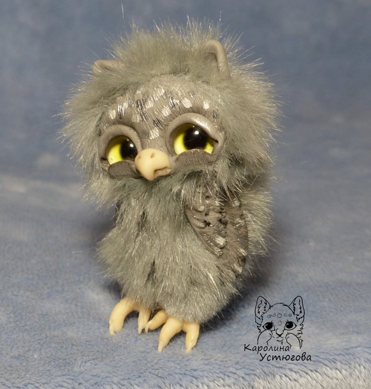 Счастливые совята — Игрушки в смешанной технике (мех и глина): Арт