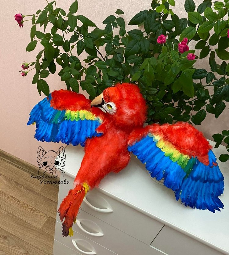 Попугай Ара — Игрушки в смешанной технике (мех и глина): Арт