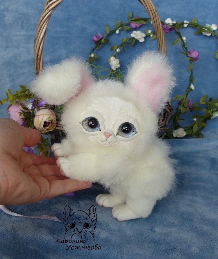 Зайчик. Просто зайчик — Игрушки в смешанной технике (мех и глина): Арт