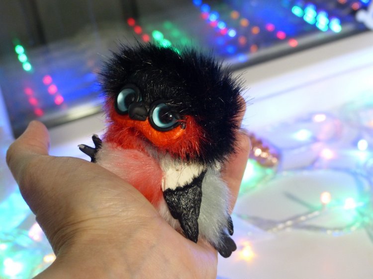 Снегири — Игрушки в смешанной технике (мех и глина): Арт